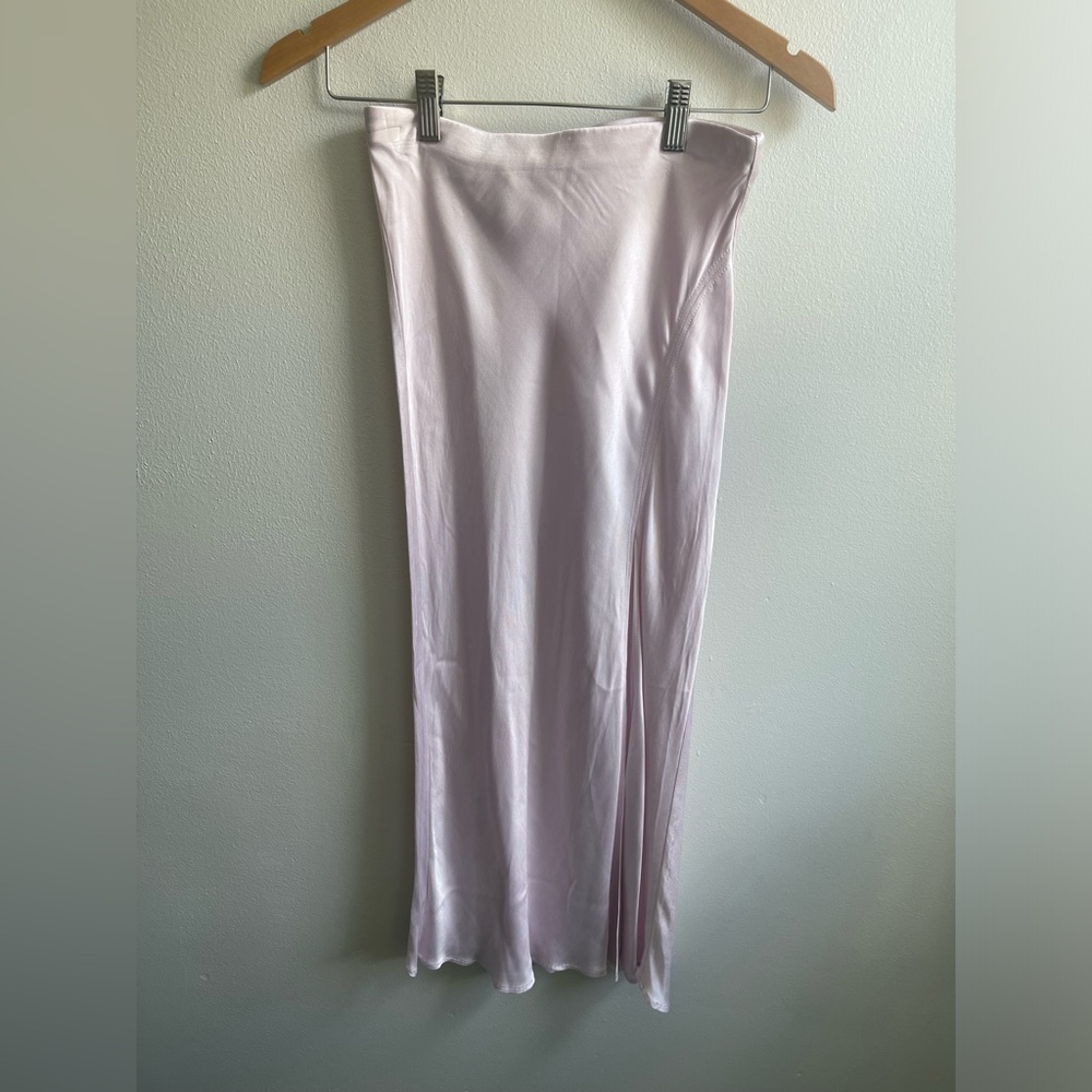 GB Gianni Bini Midi Satin Skirt with Side Slit